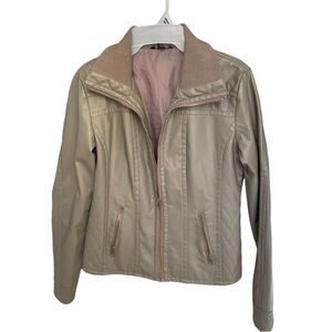 NEW George | Women’s Faux Leather Grey Lightweight Biker Jacket